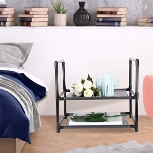 Pantofar cu 5 rafturi din otel galvanizat si textil, 45 x 30 x 91 cm, Asos, negru