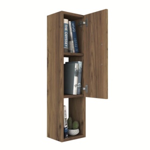 Raft pentru perete cu 3 spatii de depozitare, nuc, 22.1x18.5x90cm,Bolleli