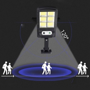 Set de 3 lampi solare de perete cu senzor de miscare, panou extern, 120 LED COB, 4 moduri