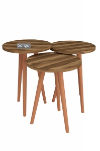 Set  de 3 masute din PAL cu textura lemn, Nest