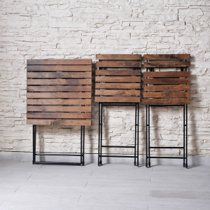 Set Mobilier Bistro 2 scaune + 1 Masa, Lemn Masiv, cu structura metal, Asos Home
