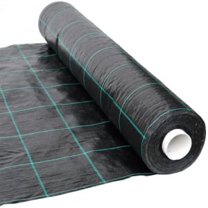 Agrotextil, antiburuieni, dimensiune 2m x 10m, negru cu dungi verzi