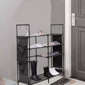 Pantofar multifuctional cu 7 rafturi, 90 x 28 x 99 cm, Artenova, negru
