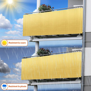 Paravan imitatie Bambus PVC 200x300cm, balcon, gard, terasa, protectie UV, antivant, bride incluse