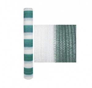 Plasa de umbrire pentru gard, 1.7m x 10m, 80% densitate grad de umbrire, verde cu alb