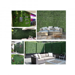 Set 10 bucati gard paravan viu cu frunze artificiale, verde inchis, decor sau mascare, 40 x 60 cm