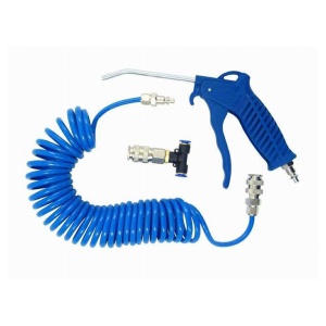 Set pistol de suflat cu furtun spiralat 5 m si conector T pentru aer comprimat - Img 3