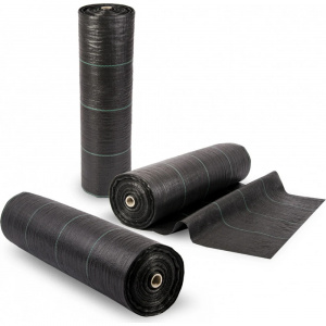 Agrotextil, antiburuieni, dimensiune 1.2m x 100m, negru cu dungi verzi