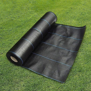 Agrotextil, antiburuieni, dimensiune 1.5 m x 100 m, negru cu dungi verzi