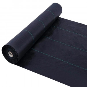 Agrotextil folie mulcire sol antiburuieni, dimensiune 4m x 10m, negru cu dungi verzi