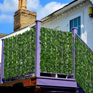 Gard paravan viu cu frunze artificiale, verde inchis, 100x300 cm