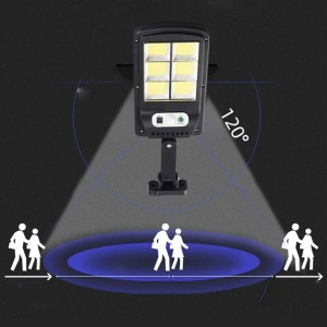 Lampa solara de perete cu senzor de miscare, panou extern, 120 LED COB, 4 moduri