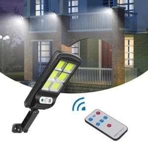 Lampa solara de perete cu senzor de miscare, panou extern, 120 LED COB, 4 moduri