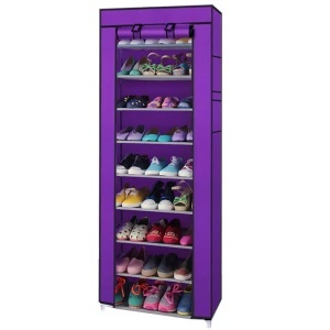 Pantofar dulap textil pentru incaltaminte cu 9 rafturi de depozitare, mov