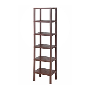 Raft organizator universal cu 6 etajere din plastic, maro, aspect lemn - Img 4