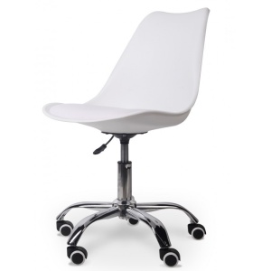 Scaun birou rotativ, 54 x 49 x 84.50-92.50 cm, Grunberg QZY1752 alb