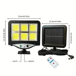 Set 3 lampi cu incarcare solara, cu senzori de lumina si miscare, 3 moduri functionare, telecomanda