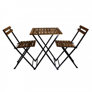 Set Mobilier Bistro 2 scaune + 1 Masa, Lemn Masiv, cu structura metal, Asos Home