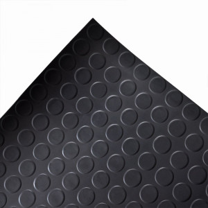 Covor antiderapant din cauciuc cu buline, negru, 1.2m x 5m, grosime 3mm