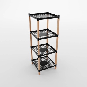 Etajera cu 4 rafturi din lemn si plastic,100 x 45 x 38 cm
