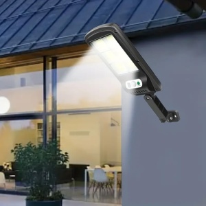 Lampa solara de perete cu senzor de miscare, panou extern, 120 LED COB, 4 moduri