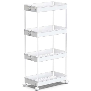 Organizator pe roti cu 4 rafturi, Asos, alb