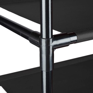 Pantofar etajera cu 10 rafturi din otel galvanizat si textil, 95x28x175 cm, Asos, negru
