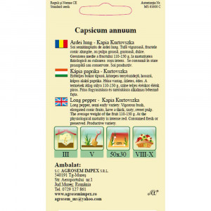Seminte de ardei capia Kurtovska, cu pulpa groasa, gustoasa, dulce, Agrosem, 4 g