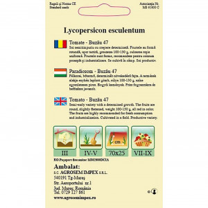 Tomate Buzau 47, soi semitimpuriu, cu crestere determinata, 0.25gr