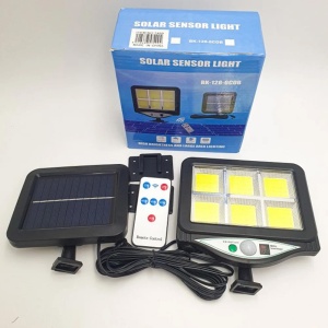 Set 3 lampi cu incarcare solara, cu senzori de lumina si miscare, 3 moduri functionare, telecomanda