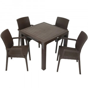 Set mobilier gradina - terasa, masa 90x90 cm x 4 scaune, ratan, Bitter