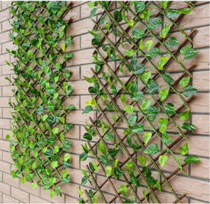 Gard paravan viu cu frunze artificiale, verde, extensibil, 100x200 cm