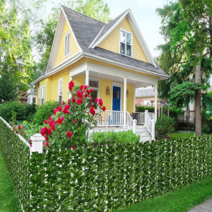 Gard paravan viu cu frunze artificiale, verde inchis, 100x300 cm