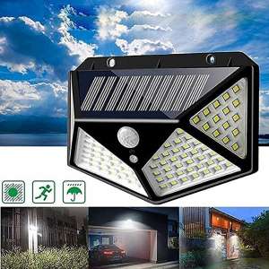 Lampa solara de perete cu 4 fete, senzor de miscare, 100 LED-uri
