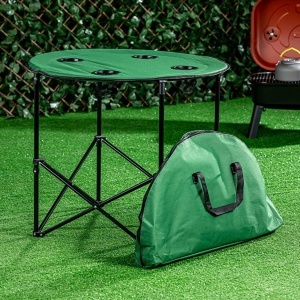 Masa camping pliabila cu suport pahare, 71cm x 71cm, verde - Img 3