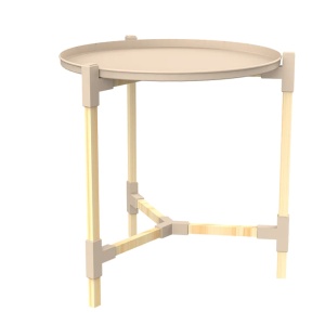 Masuta cafea Scandinavian, metal cu lemn, 46x49x52 cm
