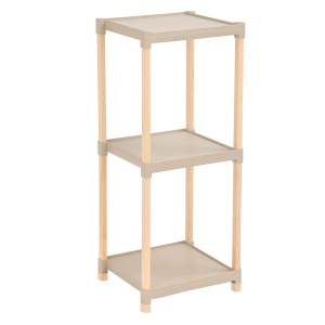 Raft modular universal, etajera 3 polite, lemn si plastic, 68x26x25 cm