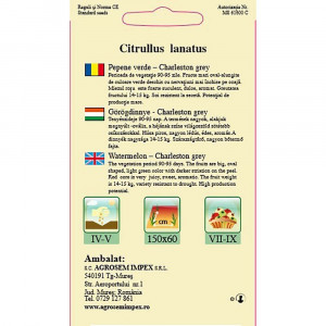 Pepene verde Charleston Gray, seminte pepene verde soi semitimpuriu, suculent si dulce, 2gr