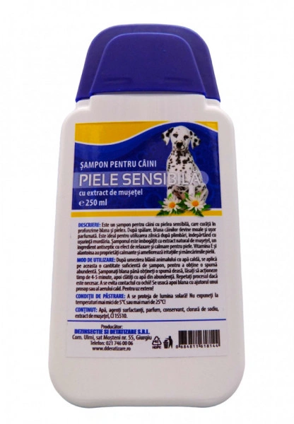 Sampon pentru Caini cu Piele Sensibila si Extract de Musetel 250ml - Img 2
