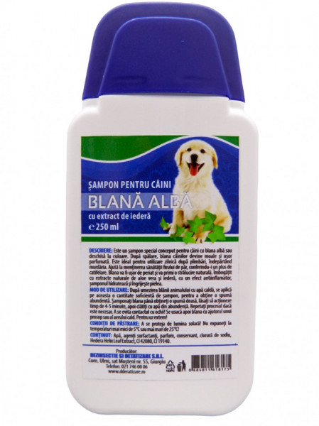 Sampon pentru Caini cu Blana Alba si Extract de Iedera 250ml - Img 2