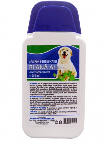 Sampon pentru Caini cu Blana Alba si Extract de Iedera 250ml - Img 2