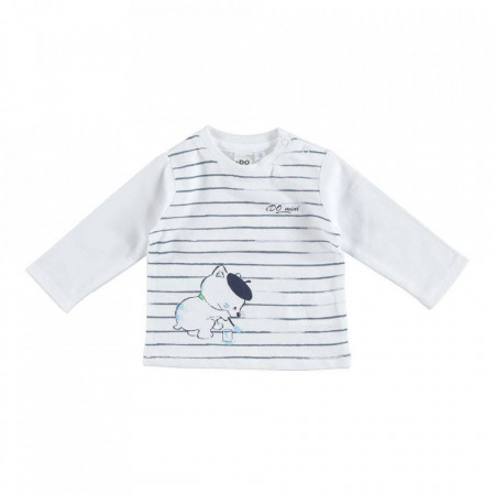 Bluza cu maneca lunga din bumbac de baiat cu dungi IDO