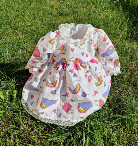 Rochiță curcubeu pentru bebeluse din bumbac