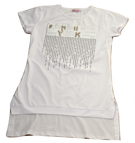 Tricou fete alb cu strasuri