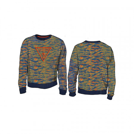 Pulovar tricotat din bumbac GUESS multicolor