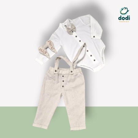 Costum Premium Dodi Fashion “Luca” – In Bej și Cămașă Bumbac Fin