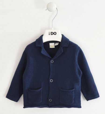 Jachetă bebe băiat nou născut bleumarin cu nasturi, IDO