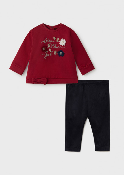 Set leggings cu floare pentru bebe fată, Mayoral