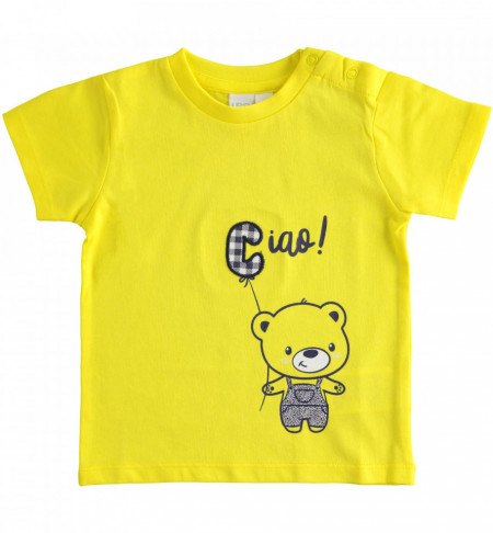 Tricou de baiat din bumbac de bebelusi cu galben IDO
