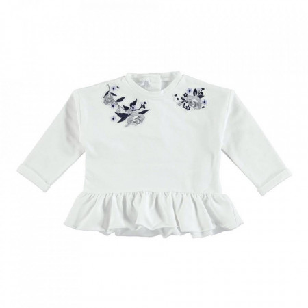 Bluză ivoire pentru fetițe de 12 la 18 luni, din bumbac vătuit, cu deschidere pe spate, IDO